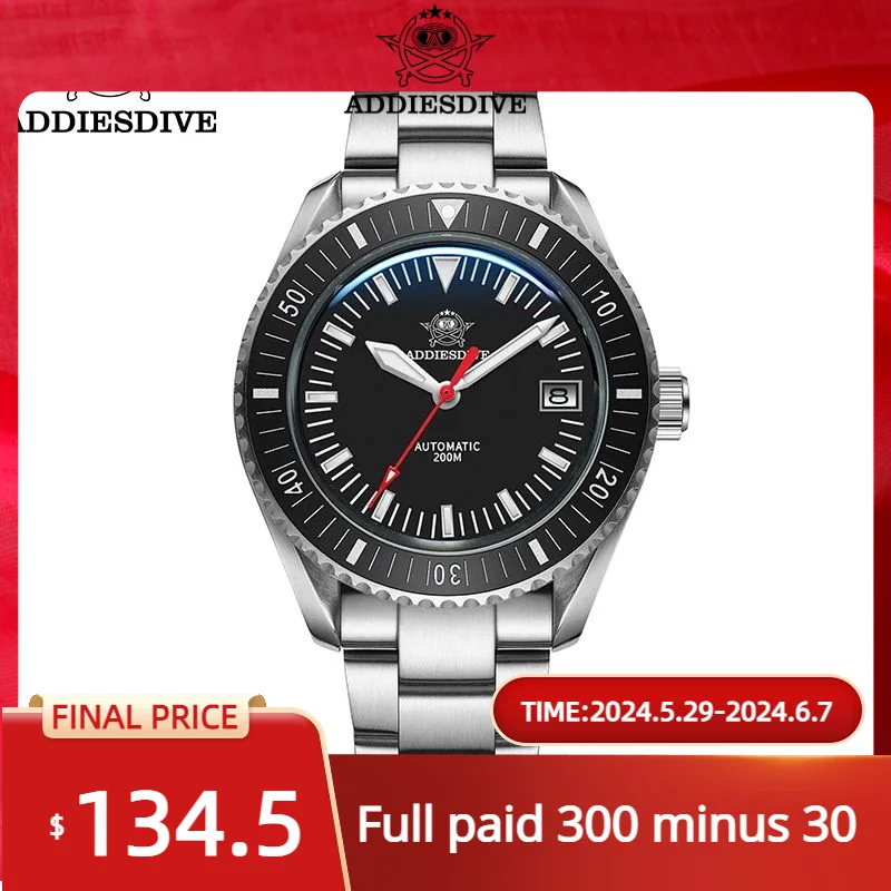 ADDIESDIVE NEW Men Mechanical Watches Luxury Sapphire Automatic Watch For Men NH35A Stainless Steel 200m Diving Waterproof Clock