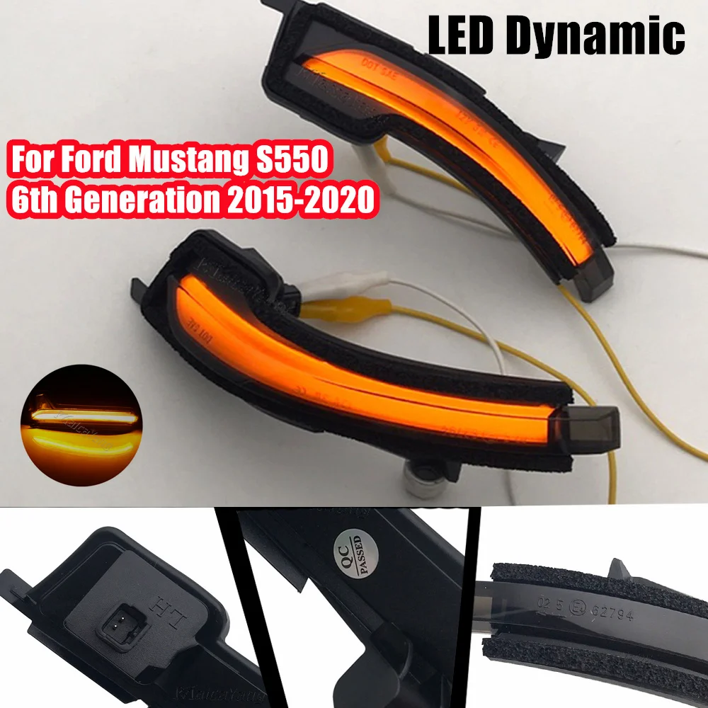 

Car LED Dynamic Turn Signal Light Blinker Indicator Sequential Side Mirror Lamp For Ford Mustang S550 2015-2020 6th Generation