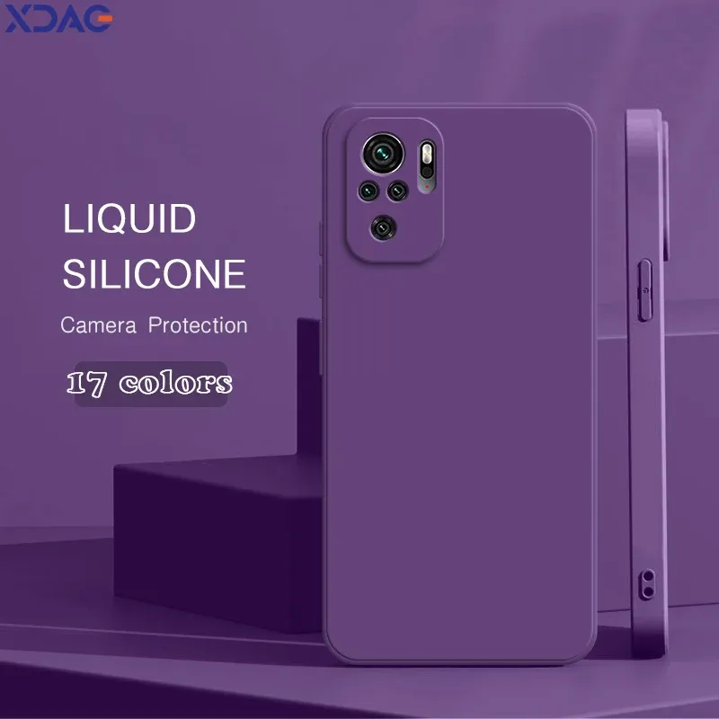 Shockproof Square Liquid Silicone Case Cover for Xiaomi Poco M5S 2207117BPG Internal Flocking Funda Phone Back Accessories Coque