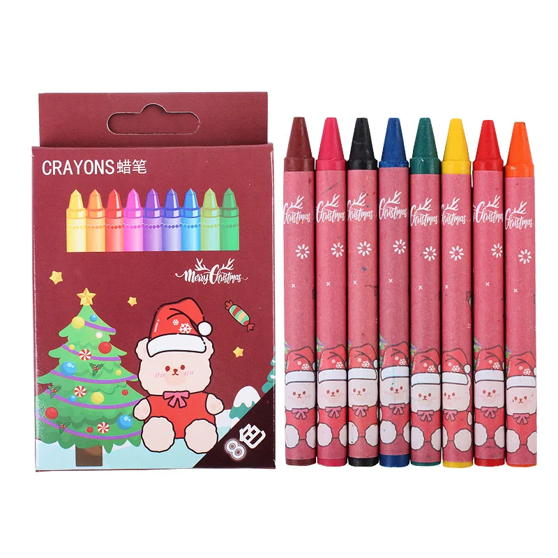 8 Colors Non-Toxic Crayon Oil Painting Student Christmas Pastel Pencils for Drawing Colored Pencils Stationery for Kid Gifts