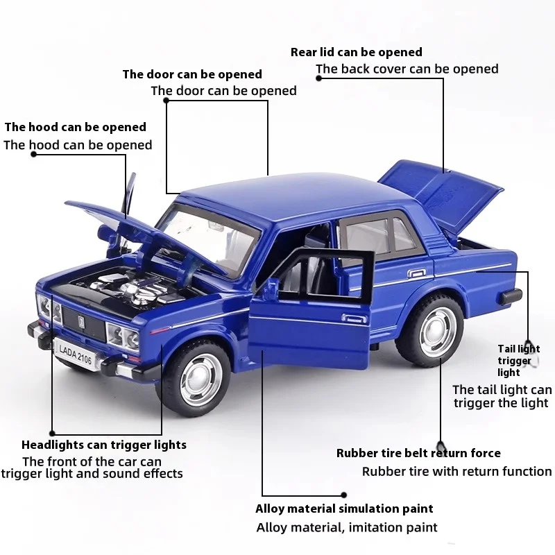 【新品未使用】＊プティール　59色 1:32 LADA 2106 Alloy Diecast Model Retro Russian Lada Vehicle Toy