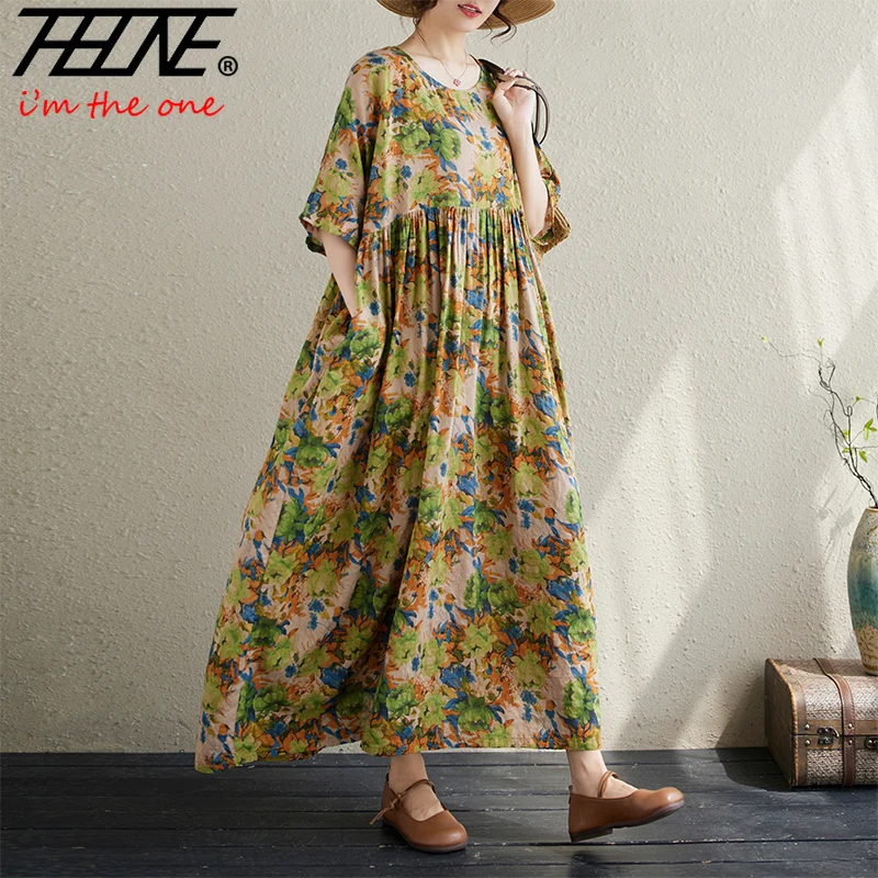 Cotton Floral Casual Cotton Long Maxi Dresses Plus Size Bohemian