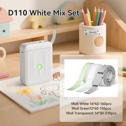 Portable Thermal Label Printer - Smart Mini Label Maker for Home, Office, Kitchen, and School Use (White -MIX2 Set)