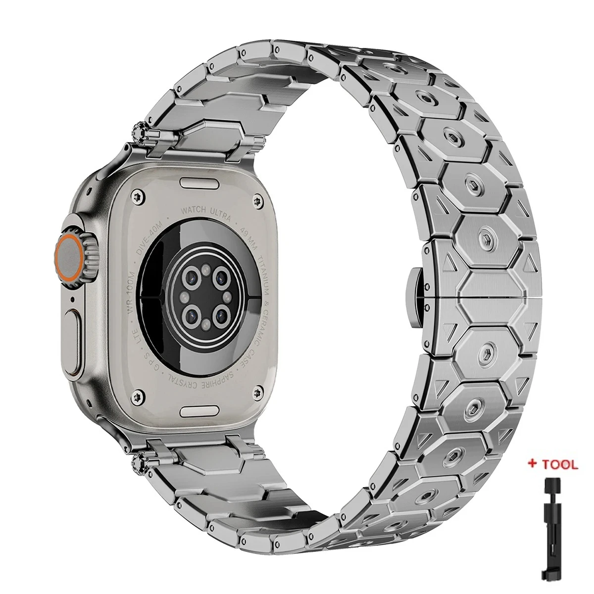 Luxurious Titanium Color Stainless Steel Watch Bracelet