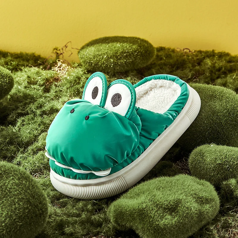 Cute Dinosaur Baby Home Slippers 2023 Winter Waterproof Cartoon Antiskid Boys And Girls Soft Soled Children's  Crocodile Slipper new cute little dinosaur baby slippers winter warm kids furry cotton slippers boys girls soft anti slip home slipper comfort