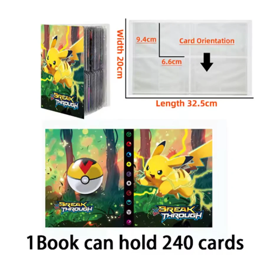 240Pcs   Charizard 앨범 북 애니메이션 게임 카드 VMAX GX EX 홀더 컬렉션 폴더 어린이 팬들을위한 멋진 장난감 선물