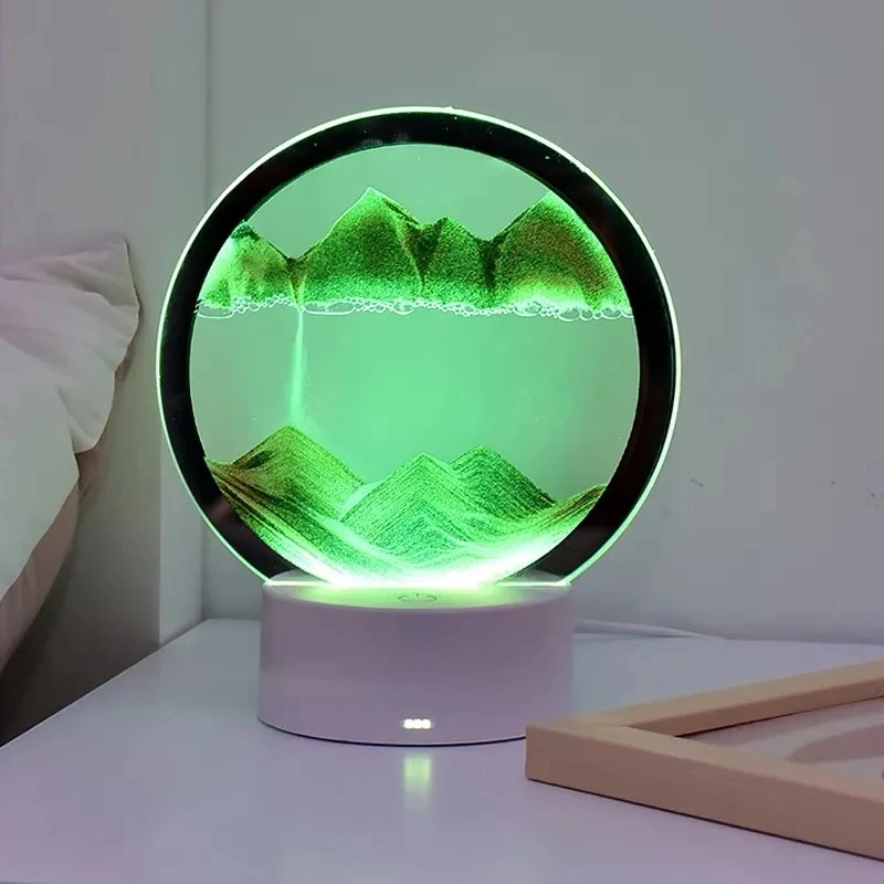 Luz de noche de arena movediza creativa con 7 colores, lámpara de mesa de  paisaje de arena USB, lámparas de mesita de noche de paisaje Natural 3 D,  decoración de oficina y hogar Gif