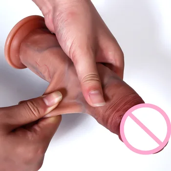 Realistic Dildos Penis Sexy Sliding Foreskin Women Masturbator Tools Suction Cup Dildos Big Dick Lesbian Adult Erotic Sex Toys 2