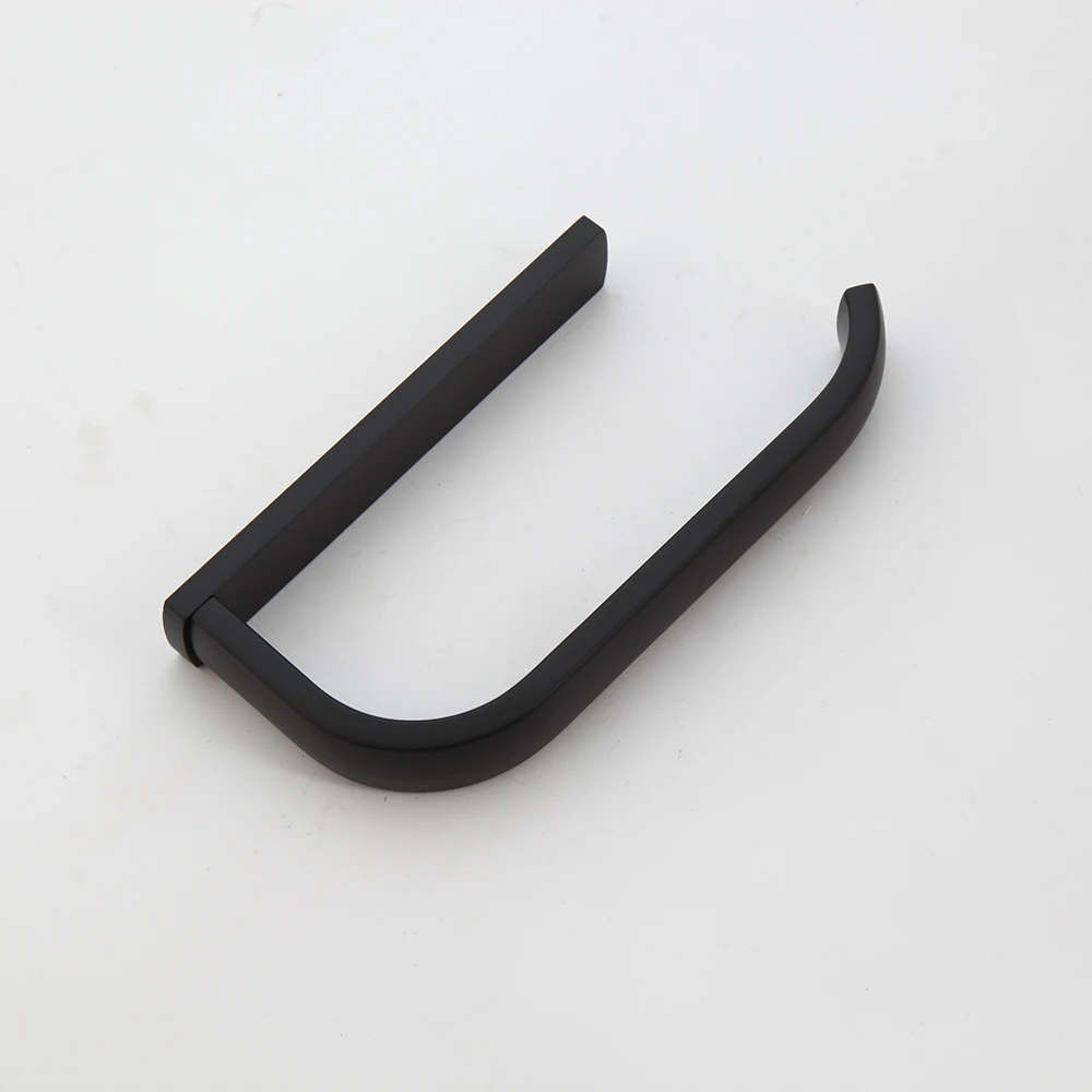 Torayvino Matte Black & Chrome Polished Bathroom Shelf Paper Holder Coat Hook Towel Rack Simple Style Hardware Accessories Set