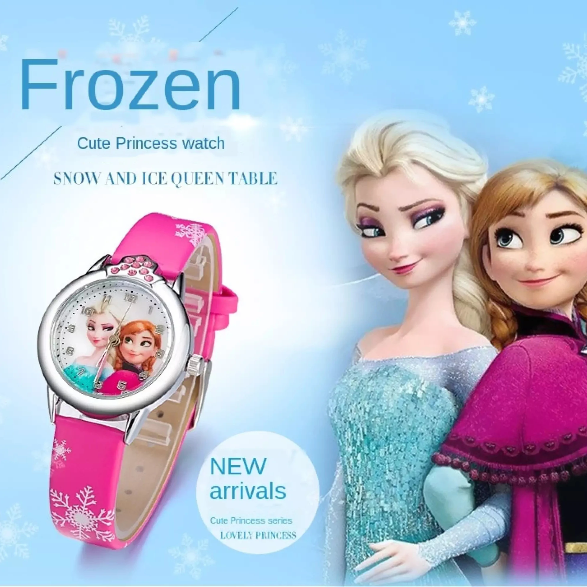 

Genuine Disney Frozen Chirldren Watch Cartoon Elsa Princess Leather Strap Girl's Wristwatches Toys for Kids Girl Frozen Clock