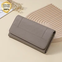 Fashion Large Capacity Women's Credit Card Holder Wallets Genuine Leather Women RFID Blocking Long wallet 1