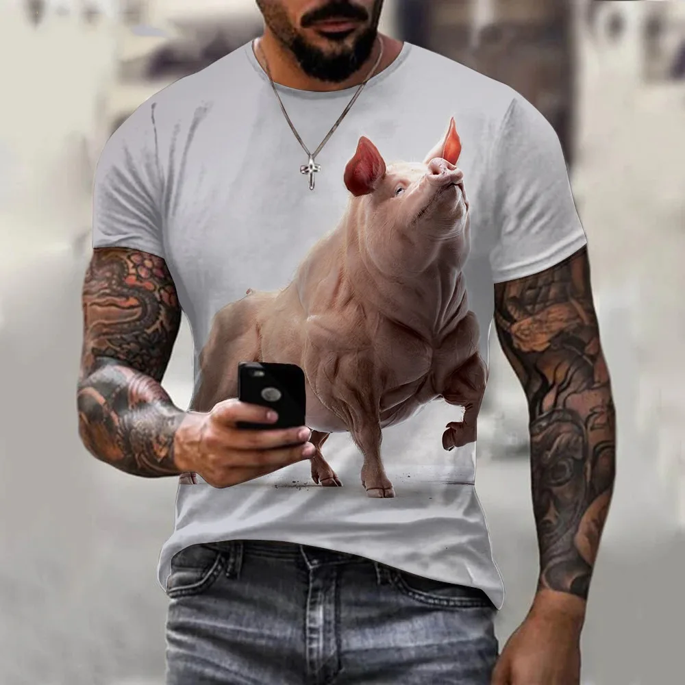 

2023 Summer Tshirts Popular Novelty Animal Pig 3d T-shirt Funny Pigs Casual Top Breathable and Comfortable Sof T Shirt Men