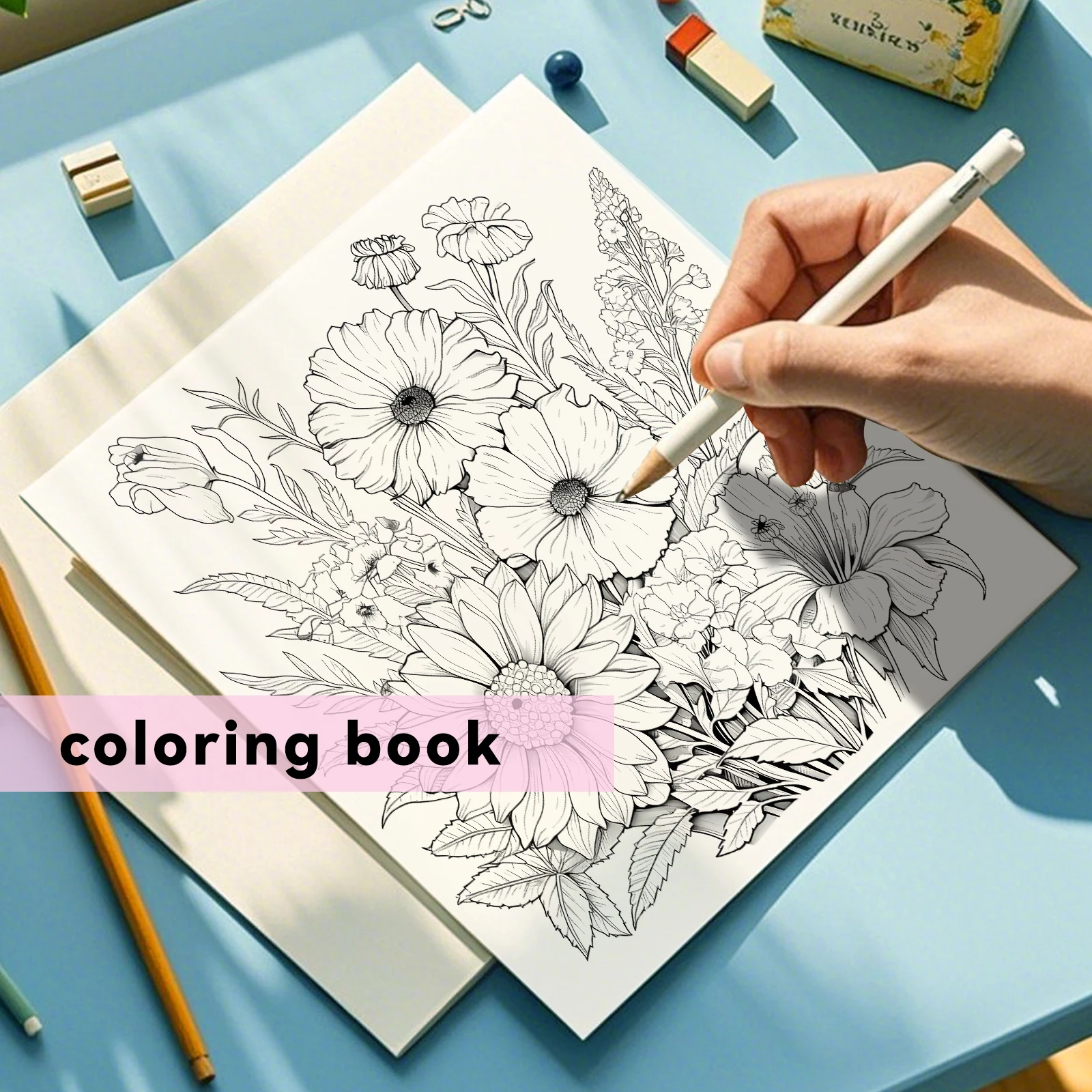 FLOWER Patterns Coloring Book for Holiday Doodles Adult Picture Book Cute Drawing Book Perfect Gift for Party and Birthday ﻿ 3