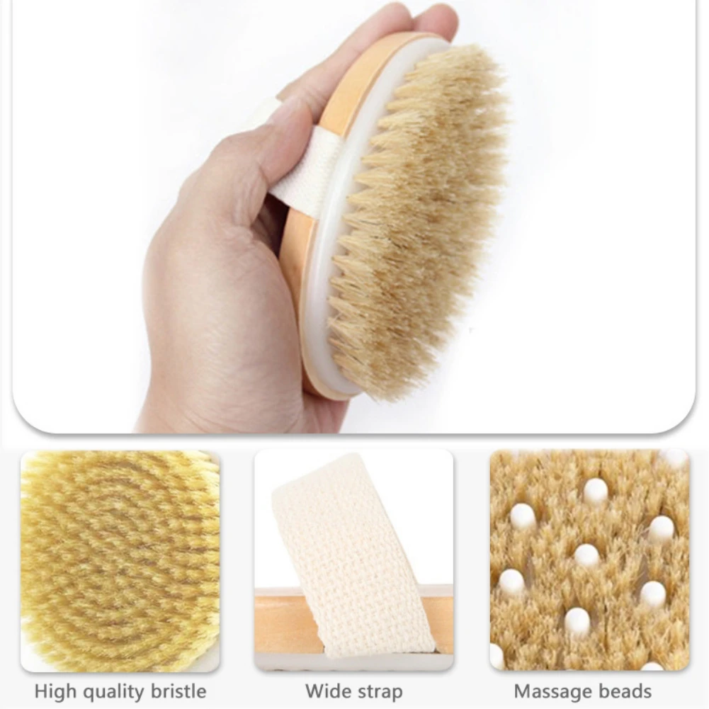 Dry Skin Body Massage Brush Natural Bristle Dead Skin Remover Anti Cellulite Exfoliates Blood Circulation Massage Tools 4