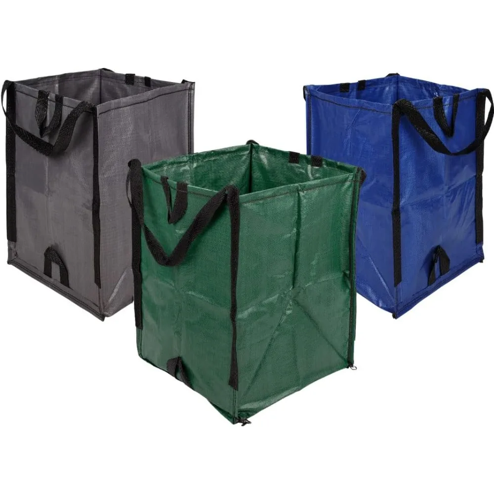Yard Waste Bin, Reusable Leaf Bag with Reinforced Carry Handles, Pop-Up Self-Standing Garbage Can, Pack of 3 Yard Waste Bin