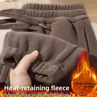 Thiened Double-sided Fce Men's Casual Pants Warm Leisure Sweatpants Autumn Winter Loose Fit Polyester Fiber Casual Pants