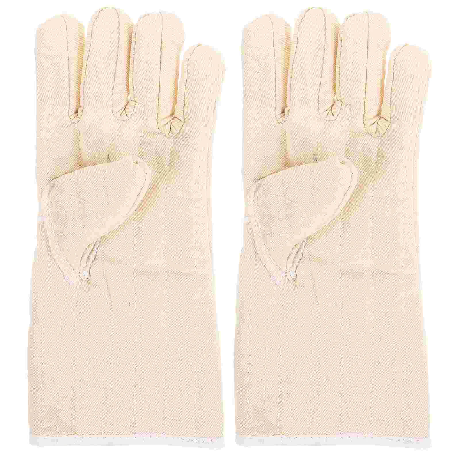 

Five-finger Extension Oven Mitts Gloves Hand Protection Mittens Camping Canvas Hot Bakery Thickened Microwave Work