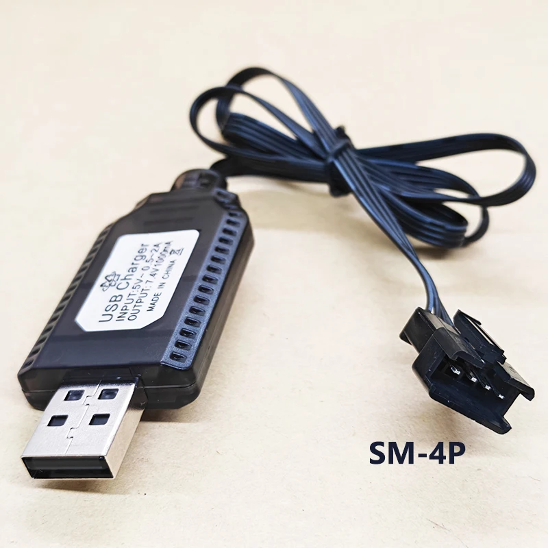 1/2PCS RC 장난감용 3.7V/7.4V USB 충전기 케이블 SM/JST/XH2.54 커넥터 리튬 이온 배터리 충전 코드 원격 제어 자동차용