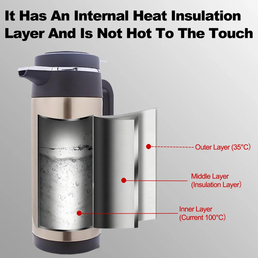 차량 장착형 주전자 1200ML 스테인리스 스틸 물 주전자 컵 자동차 용품의 지능형 순환 가열