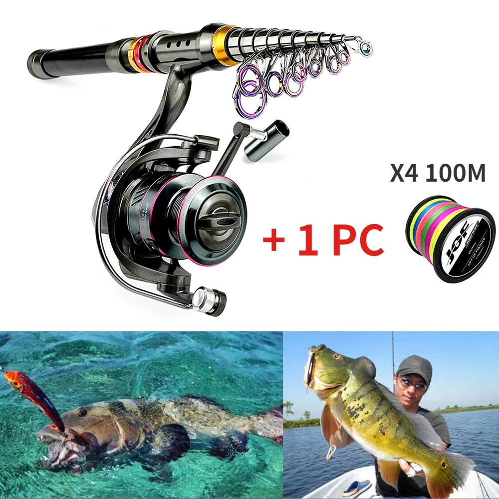 

Carbon Fiber Fishing Rod Telescopic 1.8-3.6M and Fly Fishing Reel Metal Line Cup 1000 3000 5000 Smooth Durable with Gift X4 100M