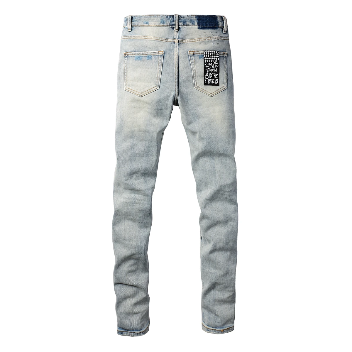 Light blue classic jeans men's High street slim stretch washed wear-resistant ripped jeans 3006
