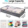 1PC Large Underbed Storage Bag Dustproof Foldable Fabric Storage Bags Nonwoven Moisture-proof Zipped Organizer Shoes Clothes 2