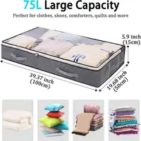 1PC Large Underbed Storage Bag Dustproof Foldable Fabric Storage Bags Nonwoven Moisture-proof Zipped Organizer Shoes Clothes 2