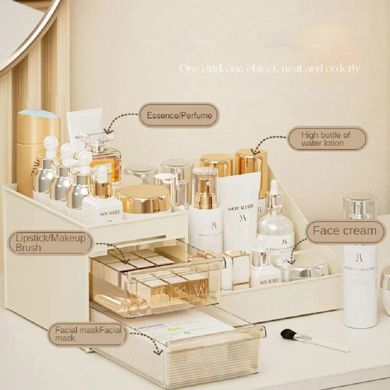 Transparent Desktop Makeup Storage Box Drawer Organizer Multi Layer Cosmetic Holder for Beauty Supplies Skincare Items 2