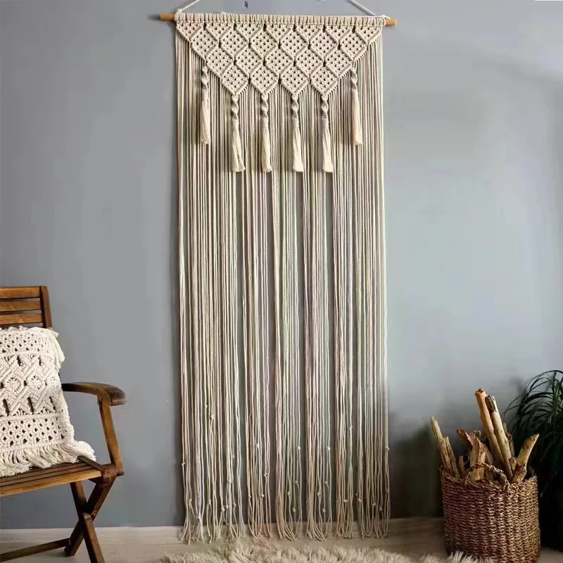 Cortina de macramé para habitación, divisor de puerta, cortinas de