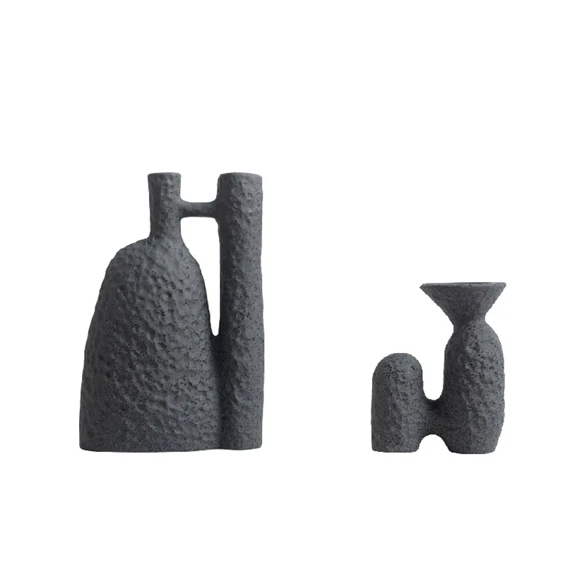 TingKe Wabi Sabi Style Ceramic Vase, H-Shaped Decoration, Home and Hotel, Creative Birthday Gift, Housewarming 5