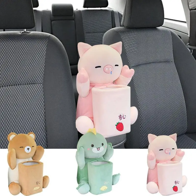 

Car Tissue Box Car Tissue Dispenser Cartoon Animal Wipes Organizers With Waterproof Liner Creative Tissue Boxes For Trash Can