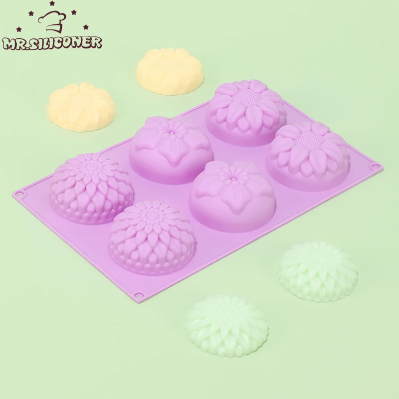 

6 Cavity Flower Shaped Silicone DIY Handmade Soap Candle Cake Mold Supplies 6Holes Crafts Handmade Soap Mould