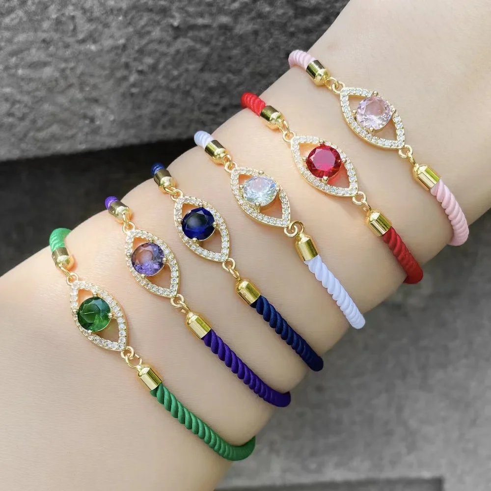 

Bohemian color bracelet for women diy handmade braided rope Zircon Devil's Eye bracelet