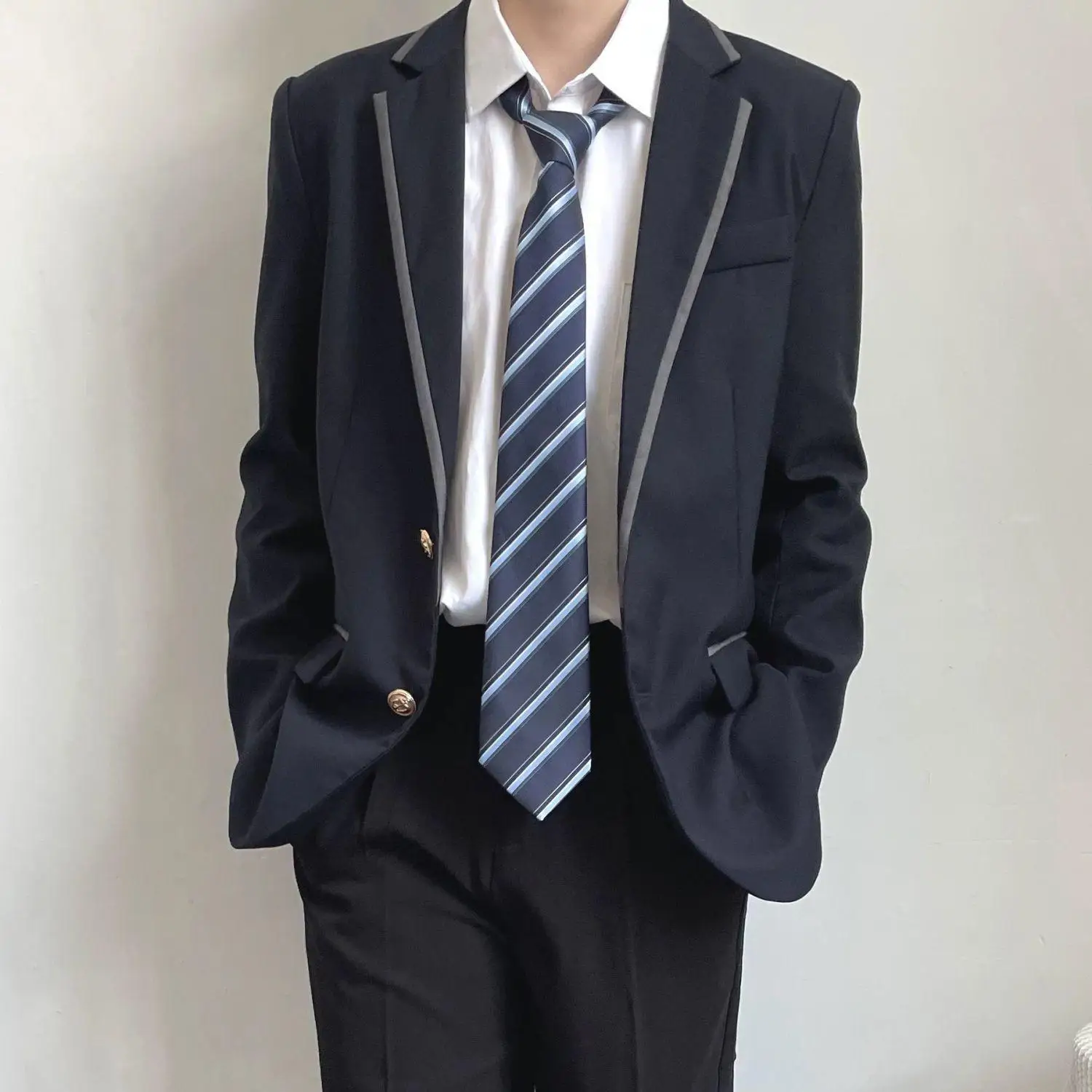 Japanese Sle DK orm Suit Men's oulder Pad West Suit Outerwear Spring Autumn JK Student Class orm Set Cool Haome