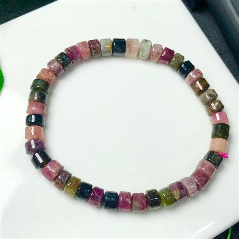 Natural Tourmaline Bucket Bracelet Fashion Healing Personalized For Men Women Gemstone Jewelry Lovers Gift 1pcs 6x4mm