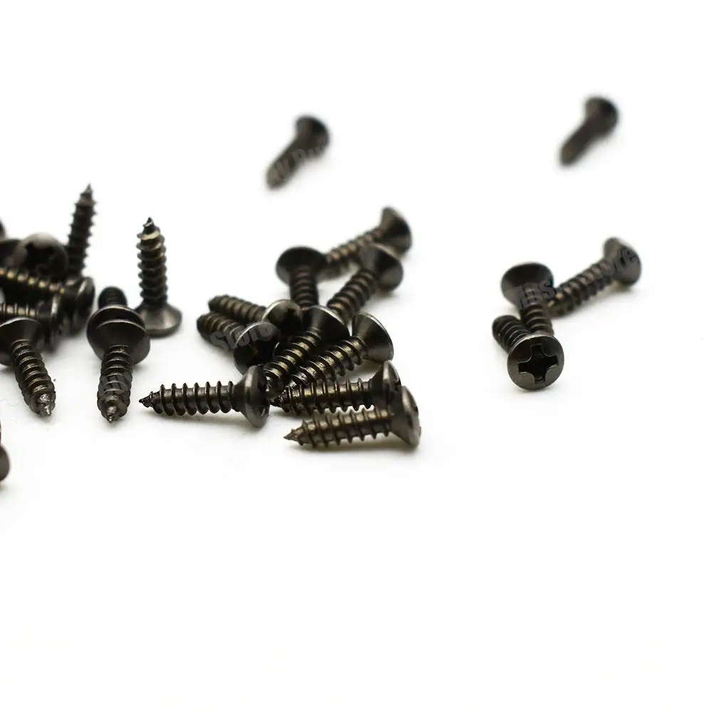 400pcs Electric Guitar Pickguard Plate Mount Screw Size 3 x 12mm Color Black/Chrome with Storage Box Luthier Tool