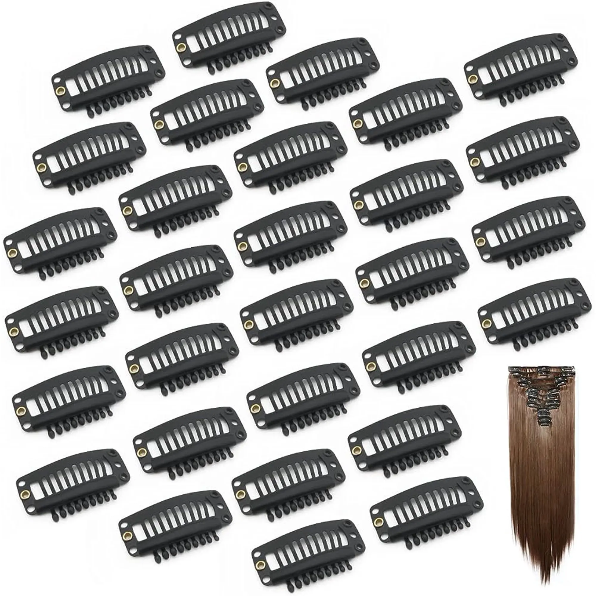 20/40 Pieces Hair Clips Hair Extensions Snap Clip 9-teeth Clips for Women Metal Wig Comb Clips for Hair Extensions