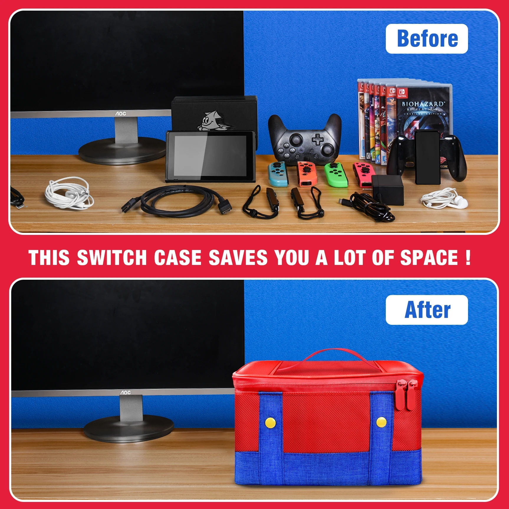 Game Console Case Large Carrying Protective Case for Nintendo Switch OLED Console Pro Controller Travel Storage Bag Case For Switch Accessories