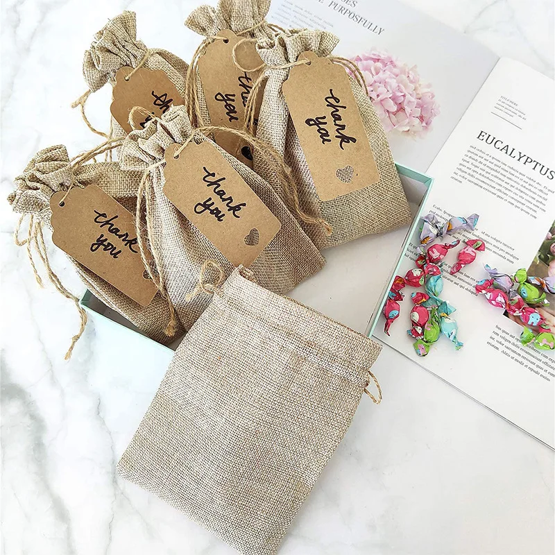 Vintage Retro Drawstring Jute Burlap Bags