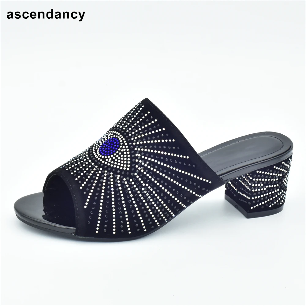 PlusSizeShoesLuxurySquareHeelRoundToeNigerianWomenPartyPumps