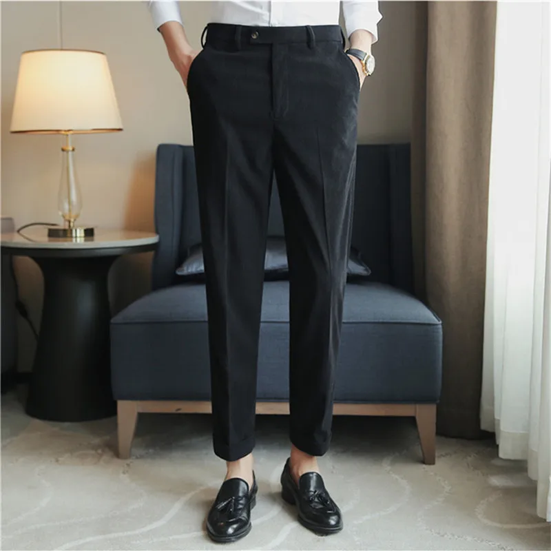 2022 Brand clothing Men Winter Leisure Corduroy Suit Trousers/Male Slim Fit Fashion business leisure Suit Pants Plus size 29-36