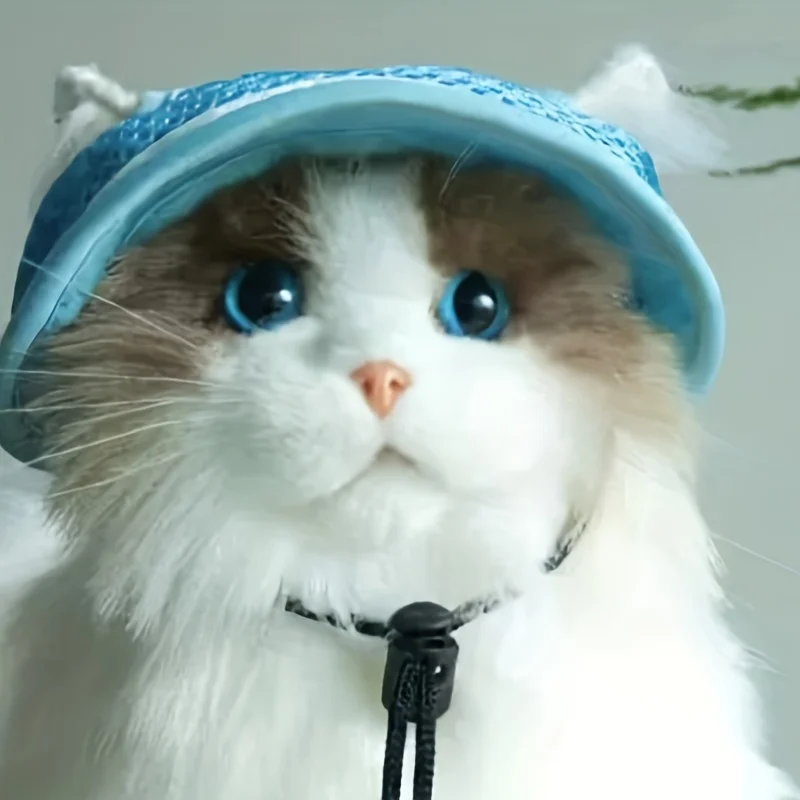강아지와 고양이를 위한 리본 장식이 있는 1개입 자외선 차단 애완동물 모자 - 조절 가능하고 스타일리쉬함