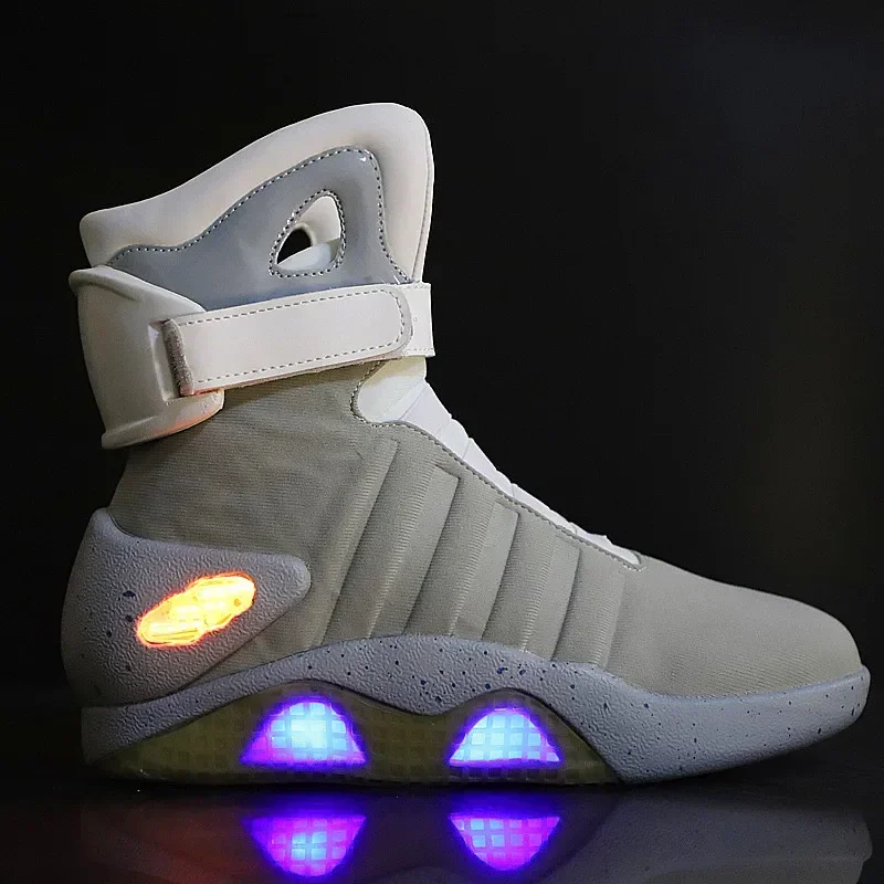 2025 "Back To Future" Men Basketball Shoes Led Light Shoes Men Sneakers Led Glowing Shoes for Men COsplay High Top Shoes