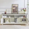 Rustic White Farmhouse TV Stand, Entertainment Center with Power Outlets for TVs up to 65 Inch, Mid Century Modern TV Cabinet, 5