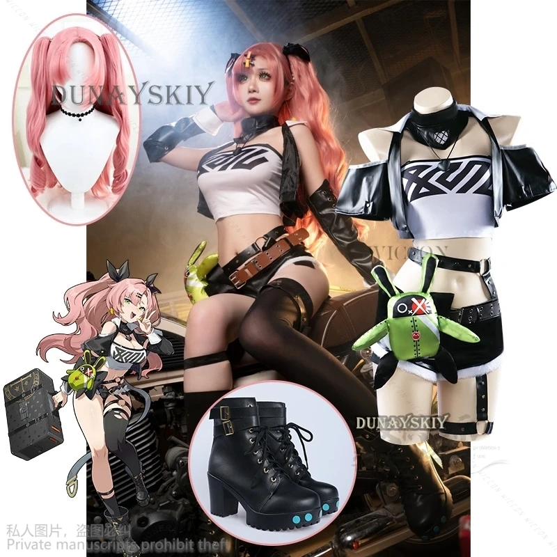

Nicole Demara Cosplay Costume New Game Zenless Zone Zero Carnival Uniform Pink Wig Anime Halloween Sexy Costumes Shoes Full Set