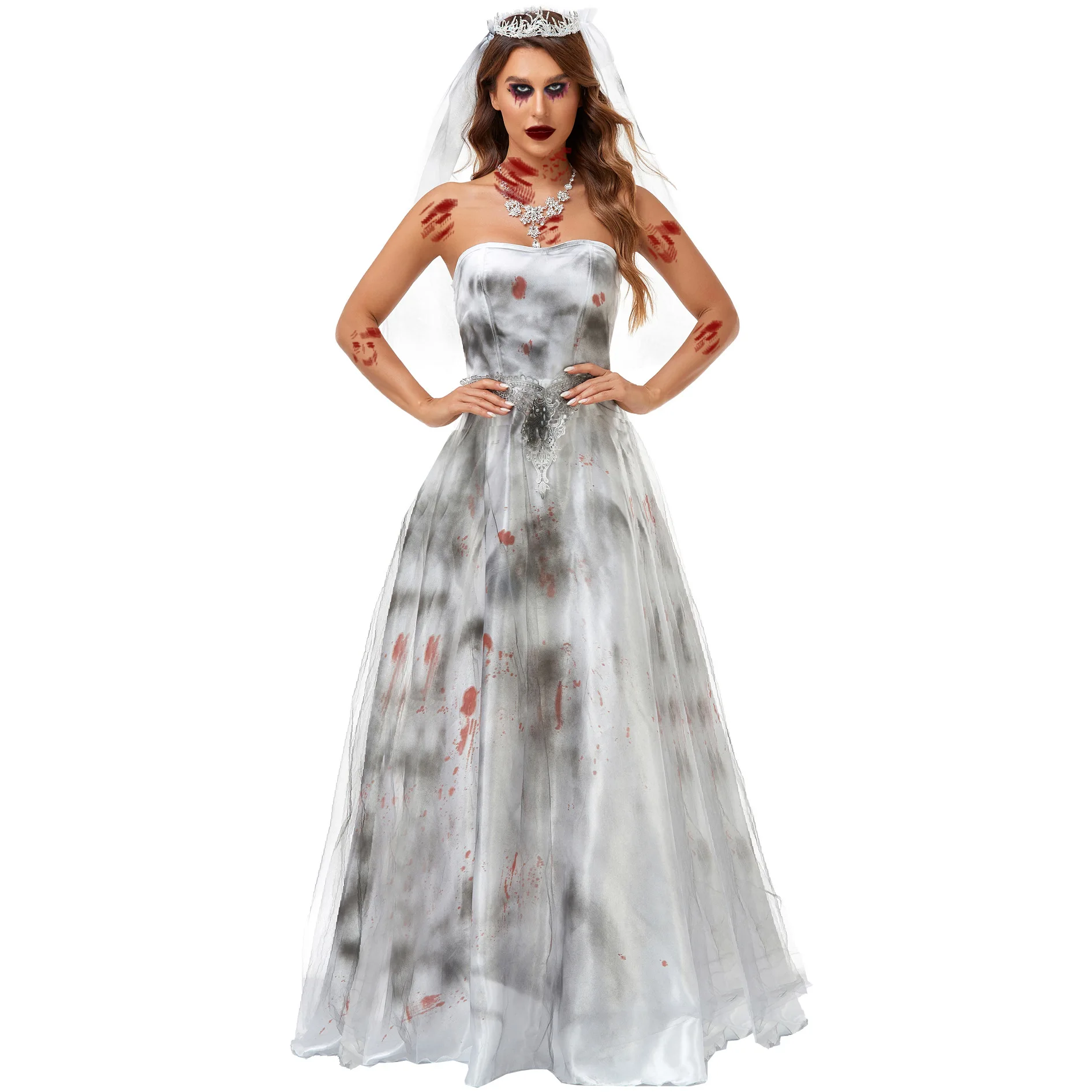 

Halloween Costumes Ghost Bride Witch Costume Vampire Horror Demon Cosplay Carnival Party Fancy Dress Up for Women Adult