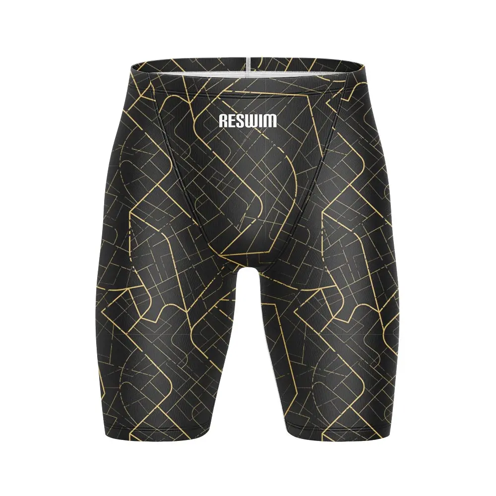 Men's Funny Swim Jammer Swimsuit, Athletic Practice Shorts, Knee-Length Swimwear, Swimming Trunks, Gym Beach Tights, Summer, New