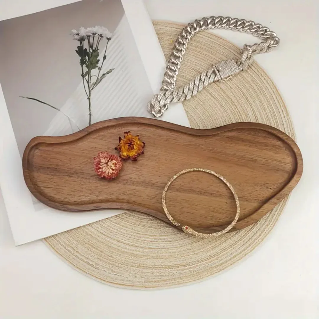 Wooden tray, decorative storage bathroom counter tray, makeup table, food, coffee, tea, small tissue, candle storage tray. 4
