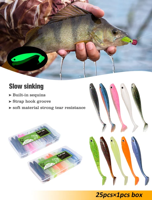 Lot De 6 Leurres Souples De Pêche Avec Yeux 3D – Appâts Plombés – 6 Pièces