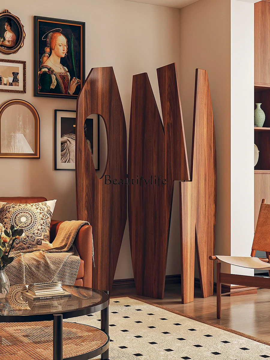 

French Solid Wood Subareas Screens Living Room Entrance Covering Folding Mobile Simple Modern
